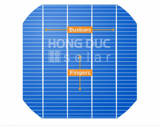 Hình ảnh một cell pin có 4 busbars